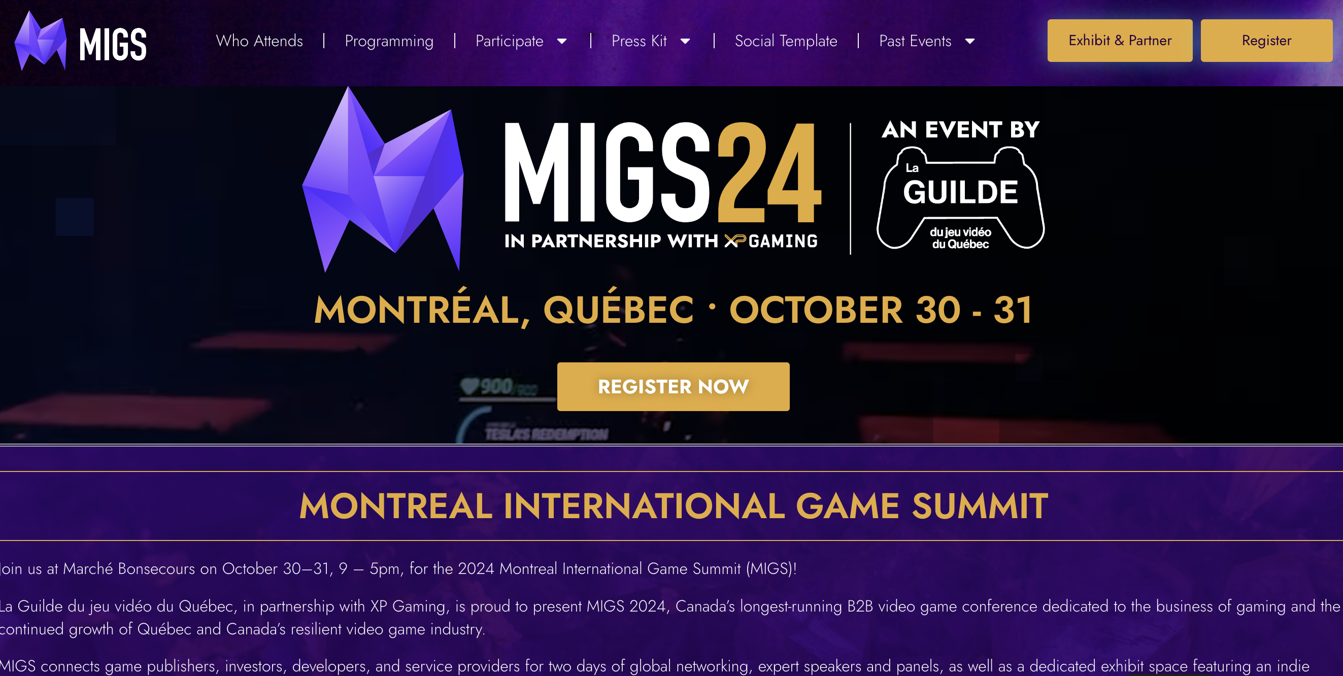 MIGS 2024 screenshot from official website